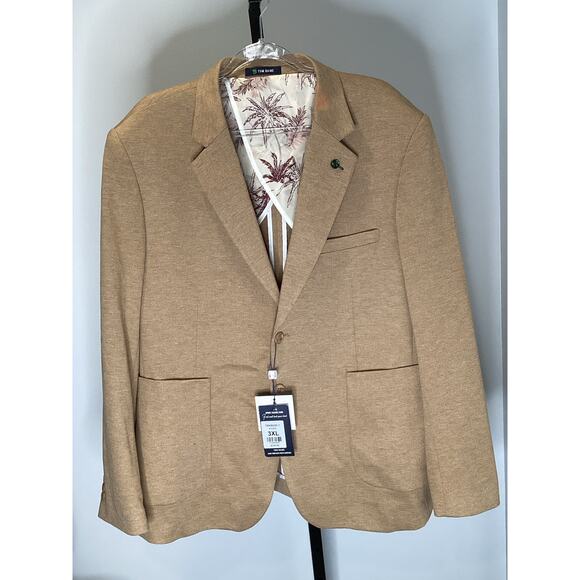 Tom Baine Men’s 3XL Solid Notch Label Blazer - Khaki - Slim Fit - READ $299 - Picture 1 of 11